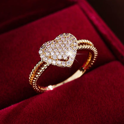 Heart Shaped Zircon Embedded Fashion Ring