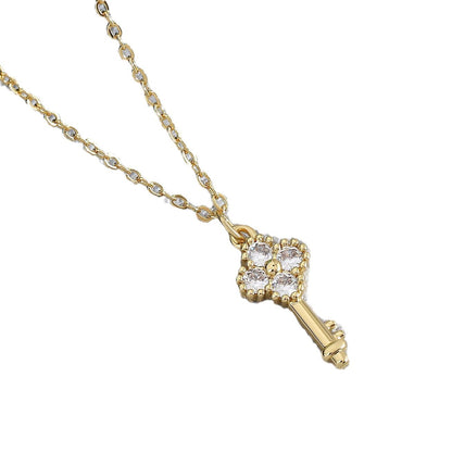 Heart Shaped Zircon Necklace Gold Plated Chain