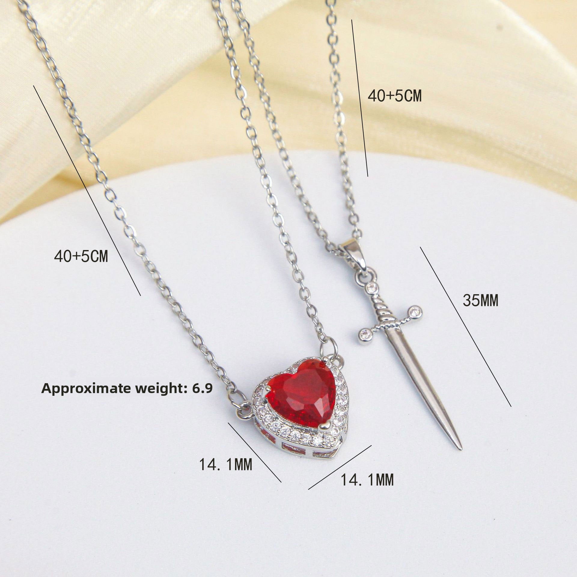 Heart Sword Pendant Titanium Steel Necklace