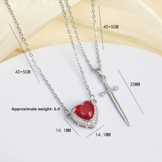 Heart Sword Pendant Titanium Steel Necklace