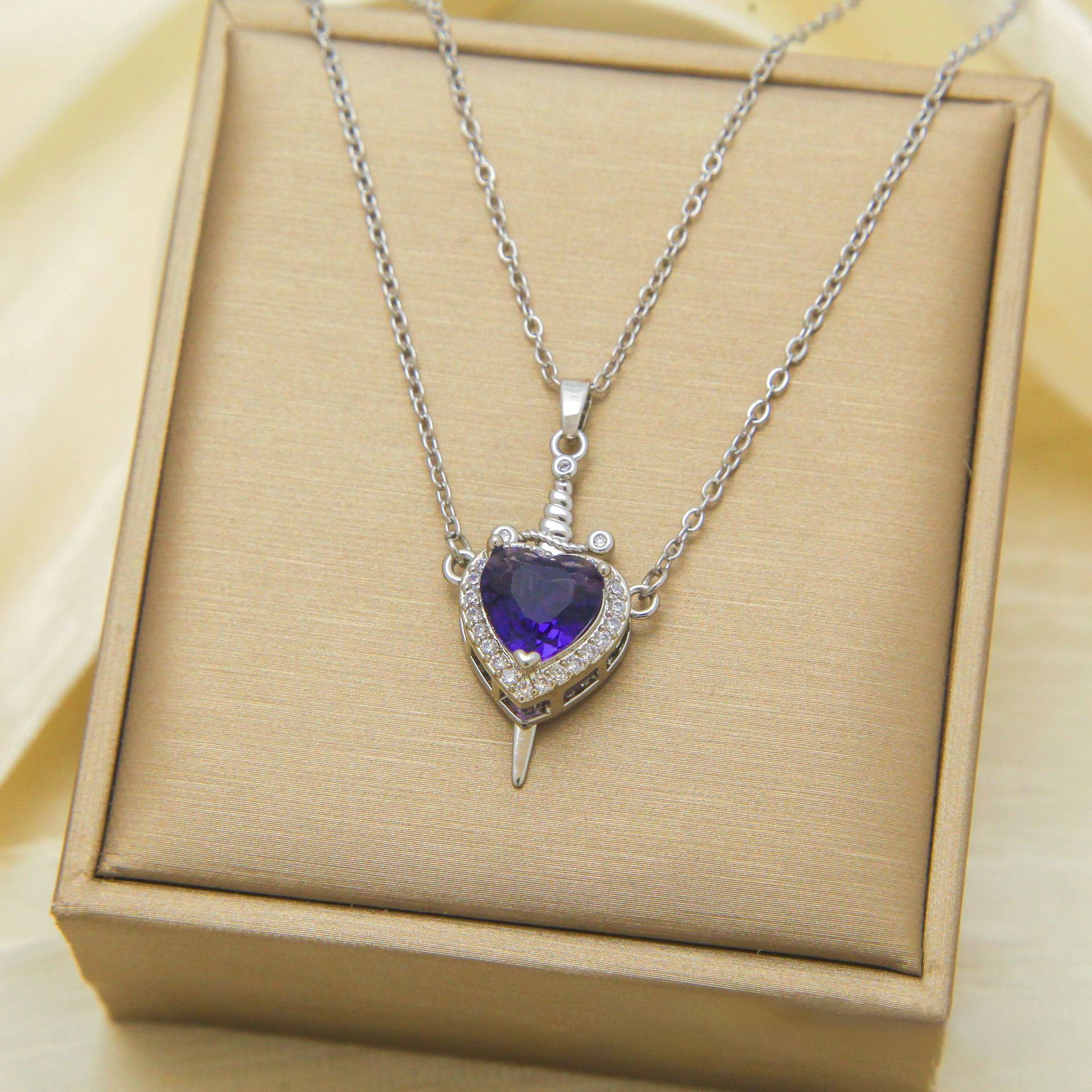 Heart Sword Pendant Titanium Steel Necklace