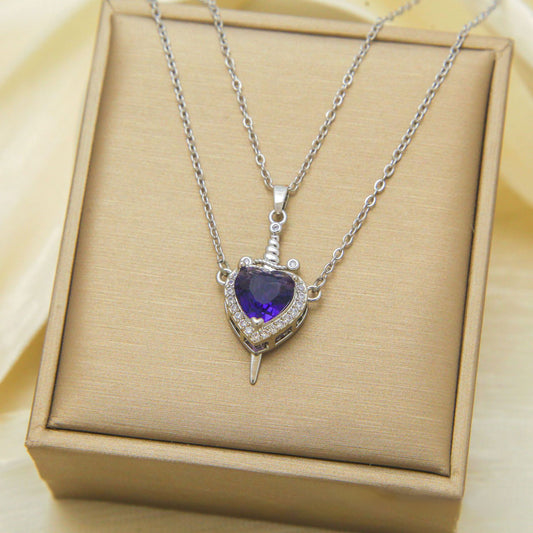 Heart Sword Pendant Titanium Steel Necklace