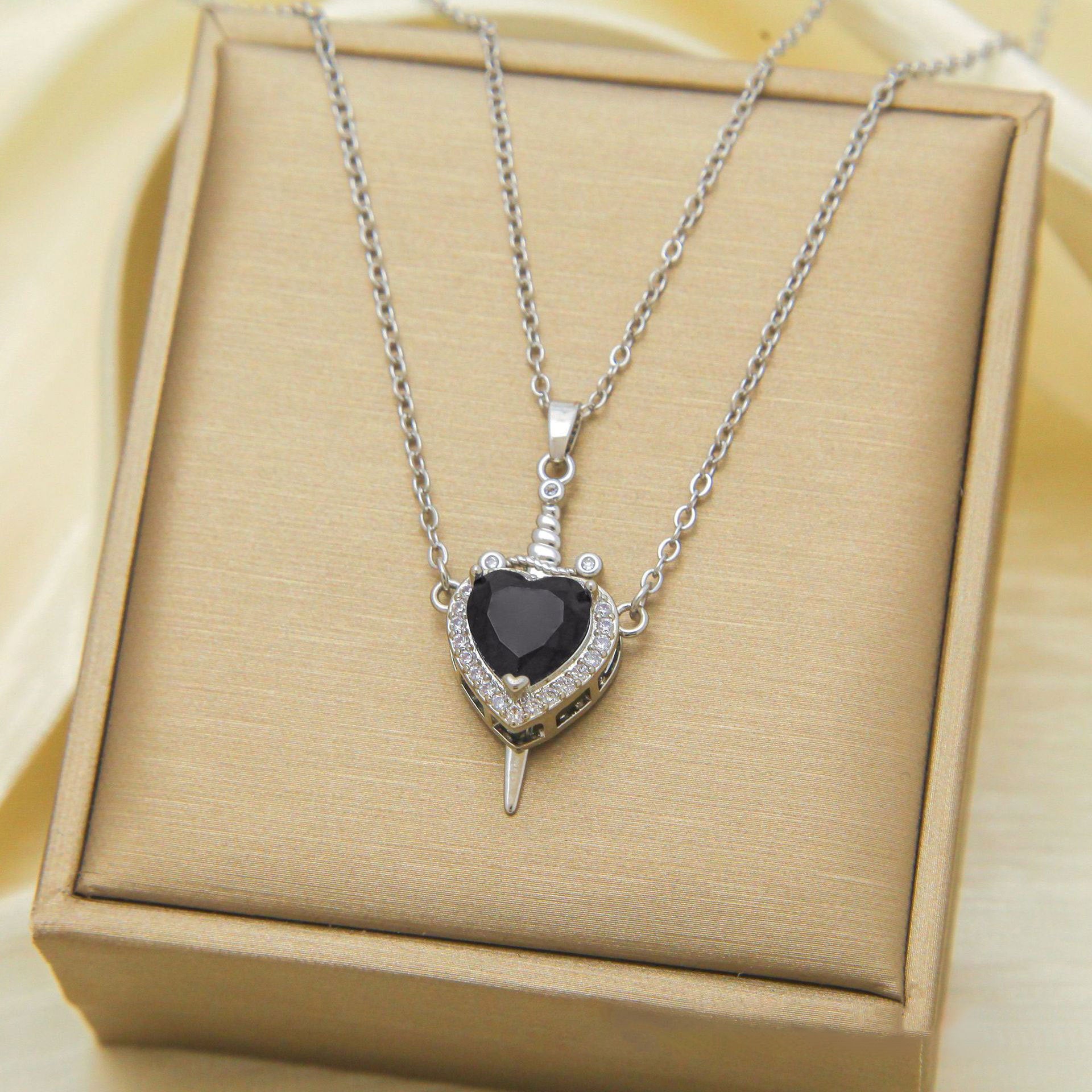 Heart Sword Pendant Titanium Steel Necklace