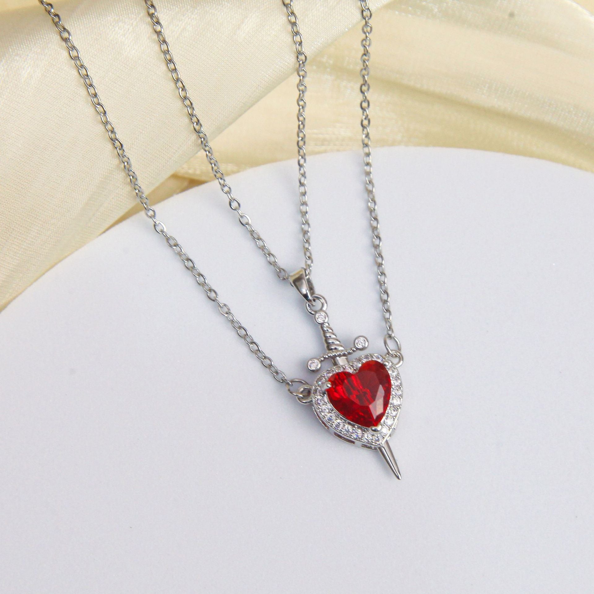 Heart Sword Pendant Titanium Steel Necklace