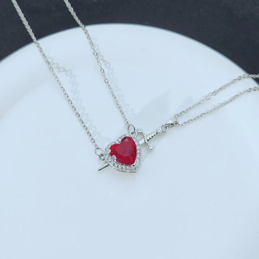 Heart Sword Pendant Titanium Steel Necklace