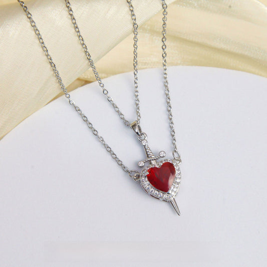 Heart Sword Pendant Titanium Steel Necklace