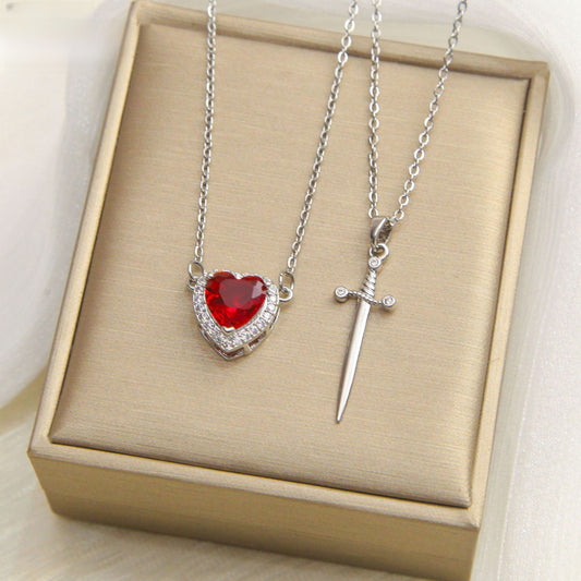 Heart Sword Pendant Titanium Steel Necklace