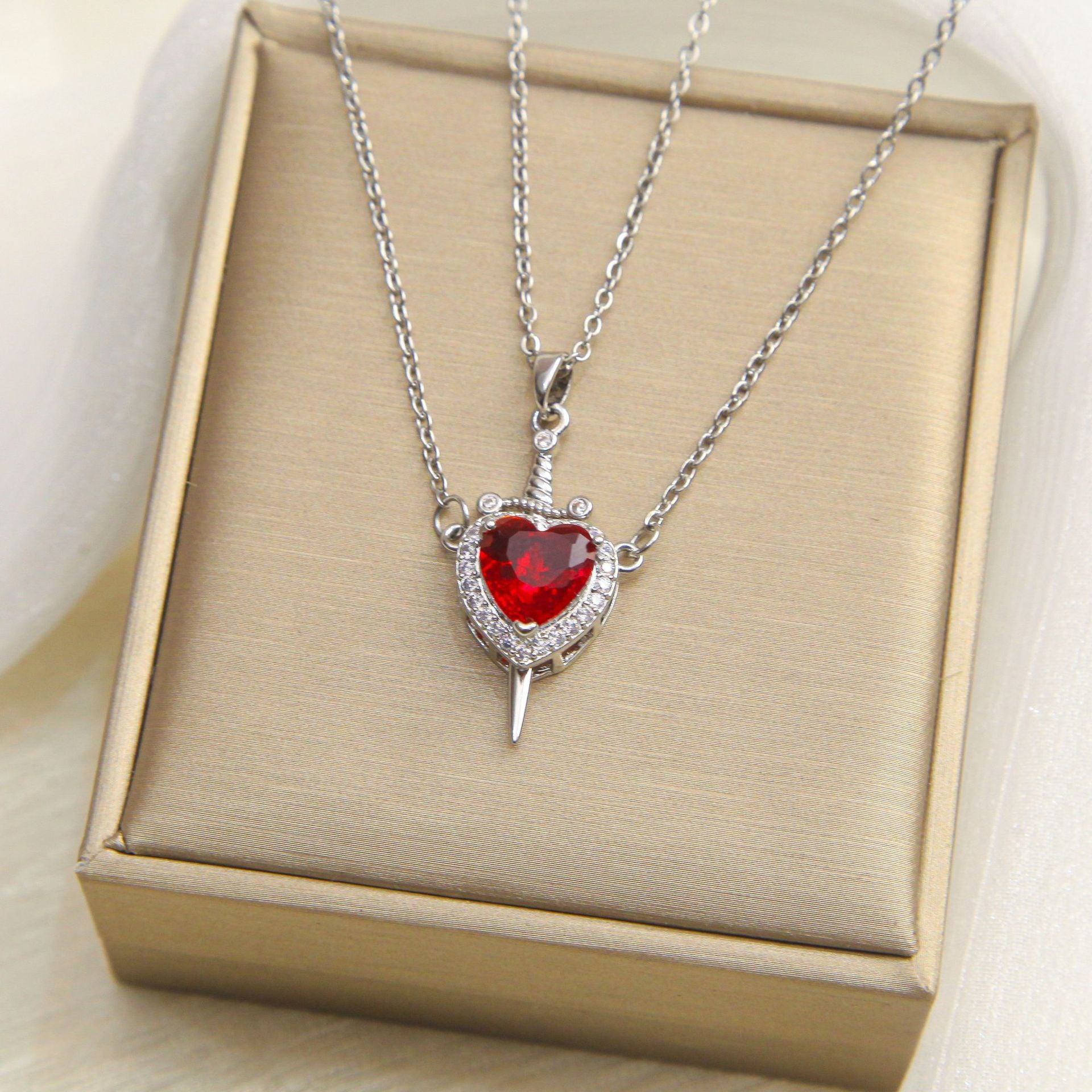 Heart Sword Pendant Titanium Steel Necklace
