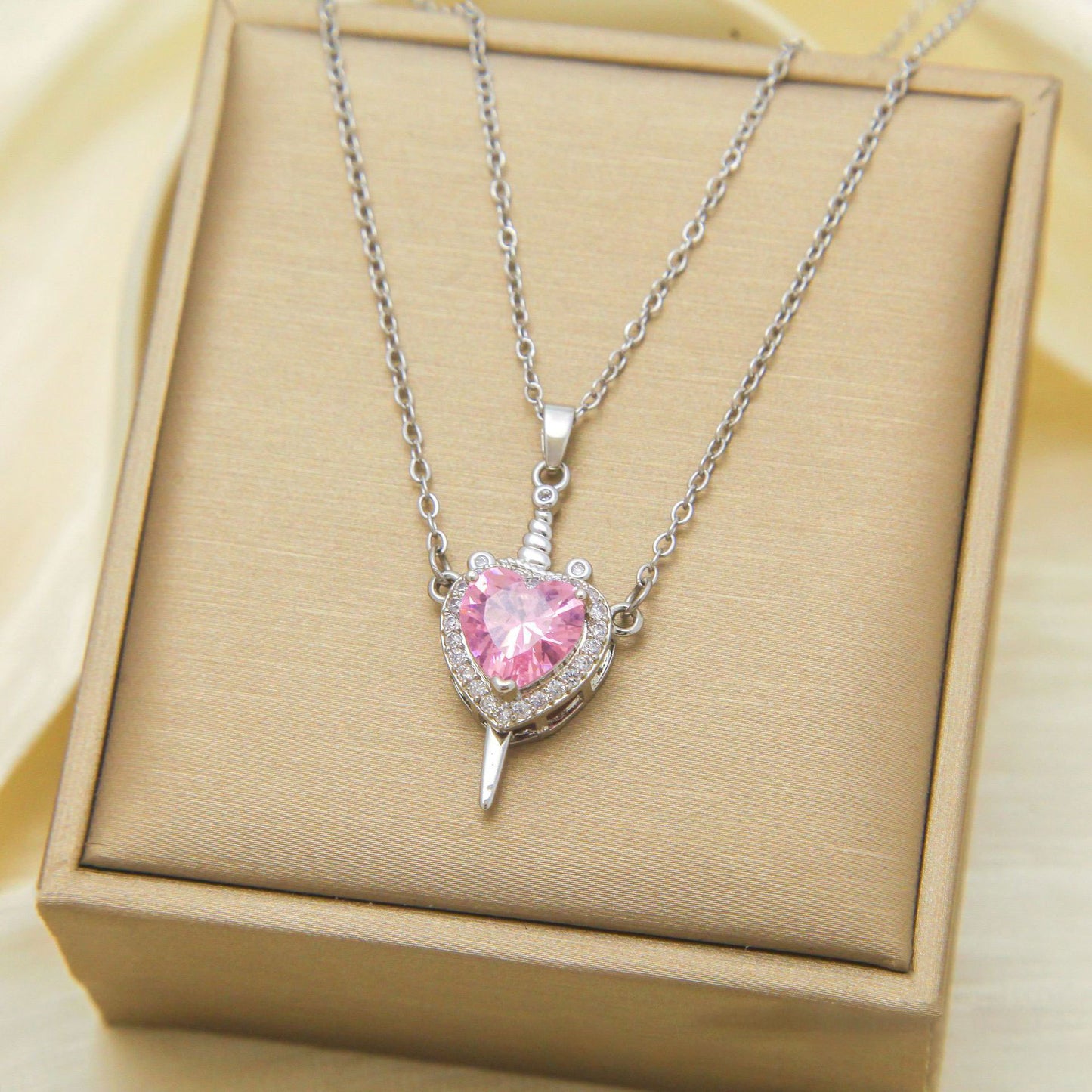 Heart Sword Pendant Titanium Steel Necklace