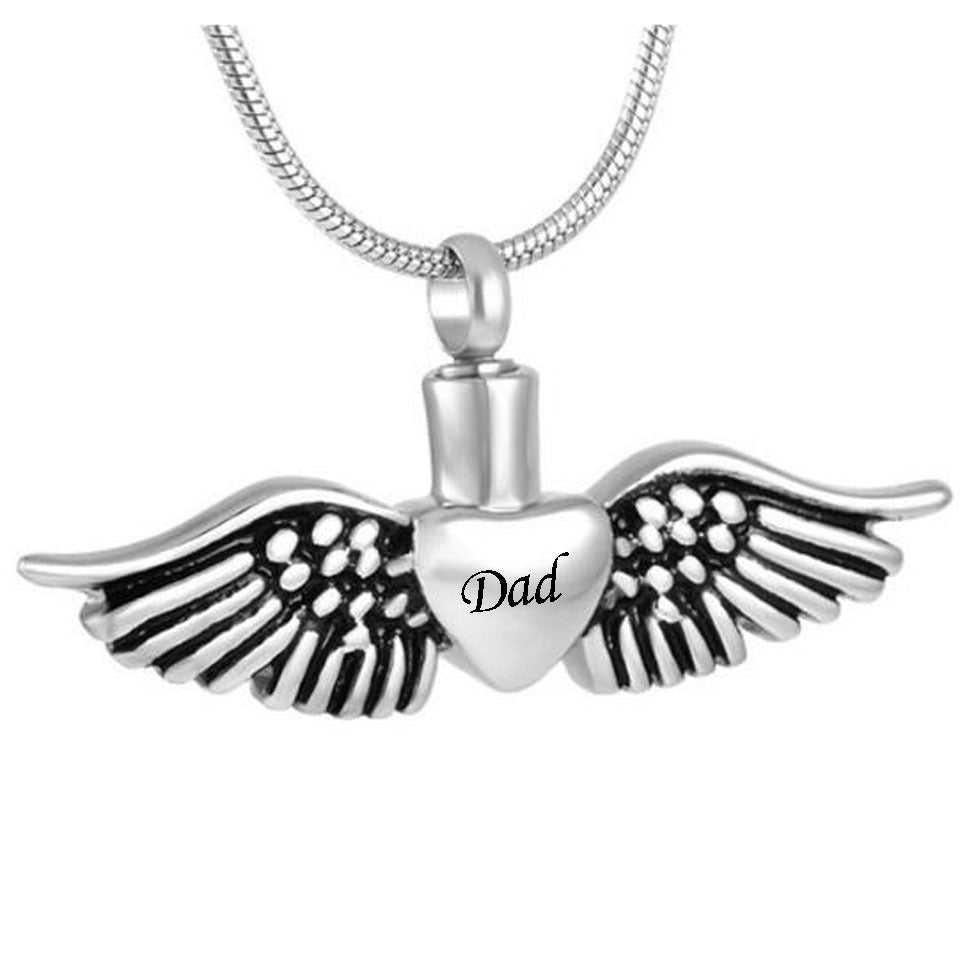 Heart Wing Urn Memorial Pendant Necklace