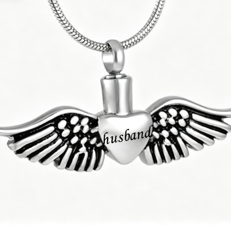 Heart Wing Urn Memorial Pendant Necklace