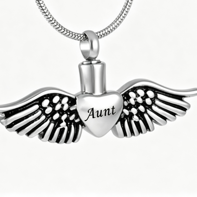 Heart Wing Urn Memorial Pendant Necklace