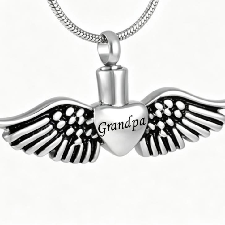 Heart Wing Urn Memorial Pendant Necklace