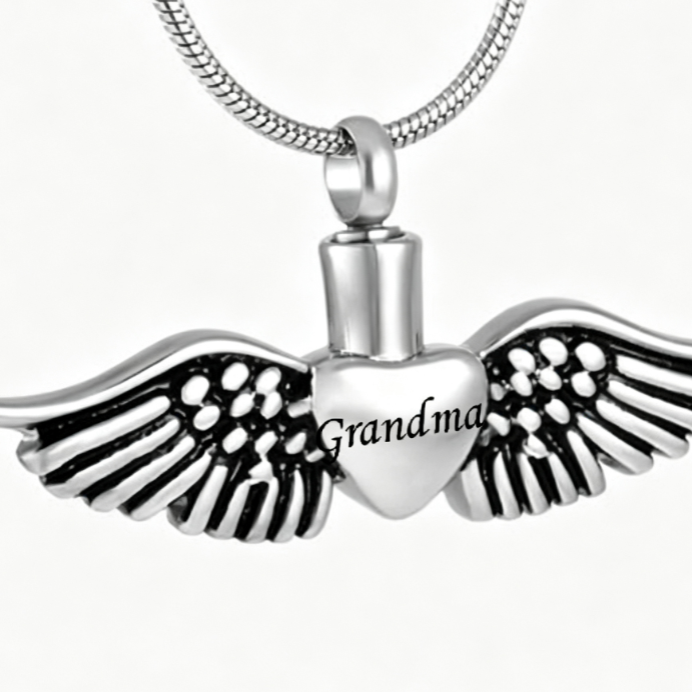 Heart Wing Urn Memorial Pendant Necklace