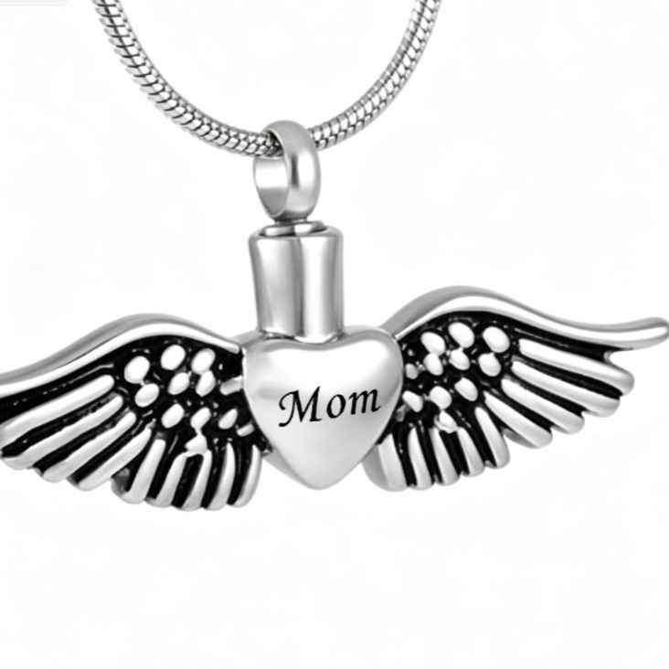 Heart Wing Urn Memorial Pendant Necklace