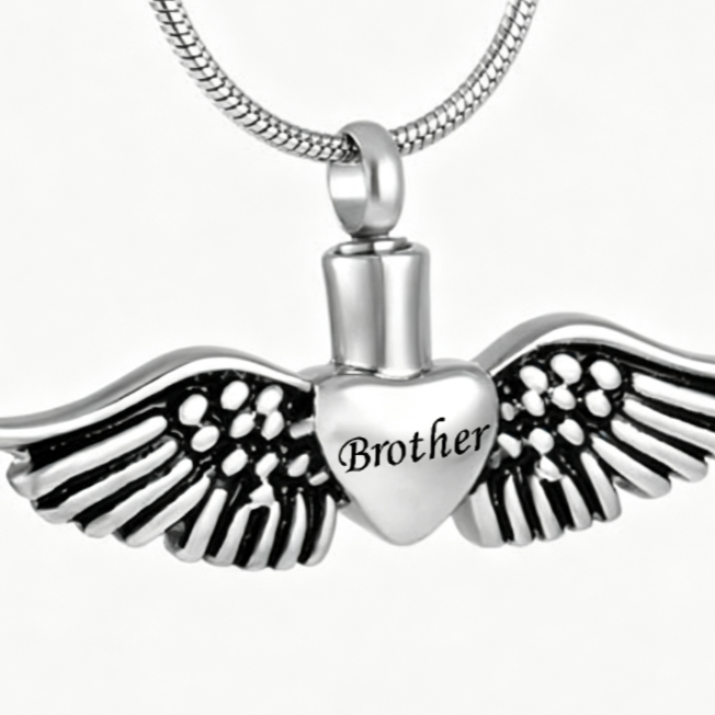 Heart Wing Urn Memorial Pendant Necklace