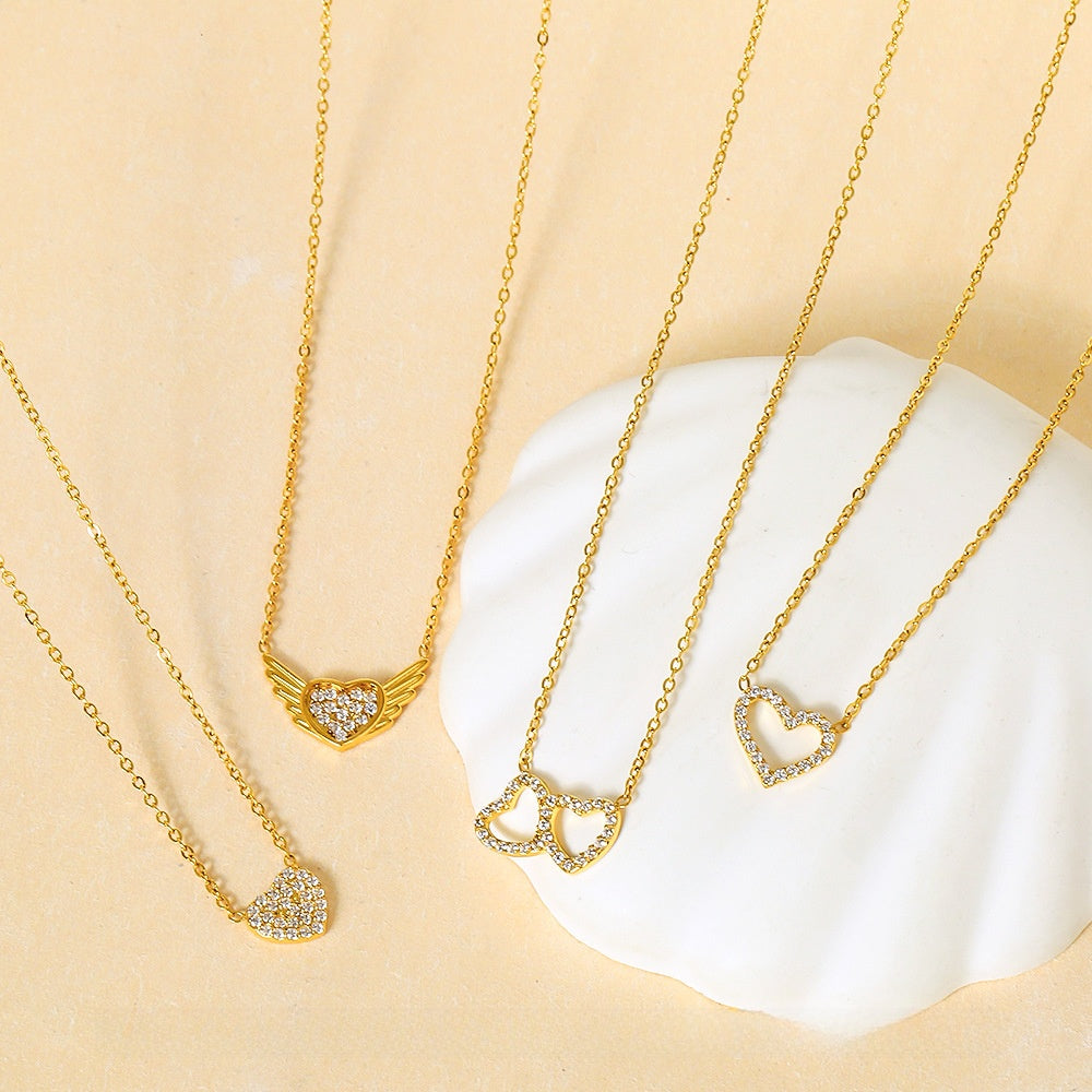 Heart Zircon Steel Necklace
