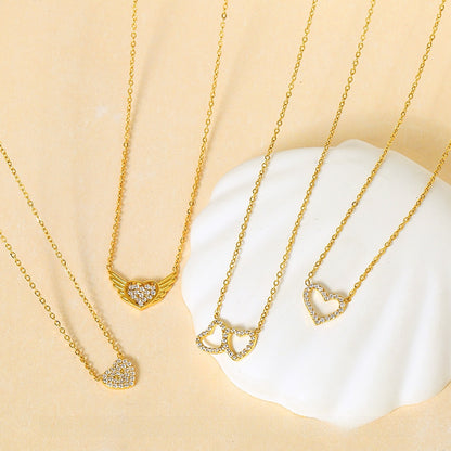 Heart Zircon Steel Necklace