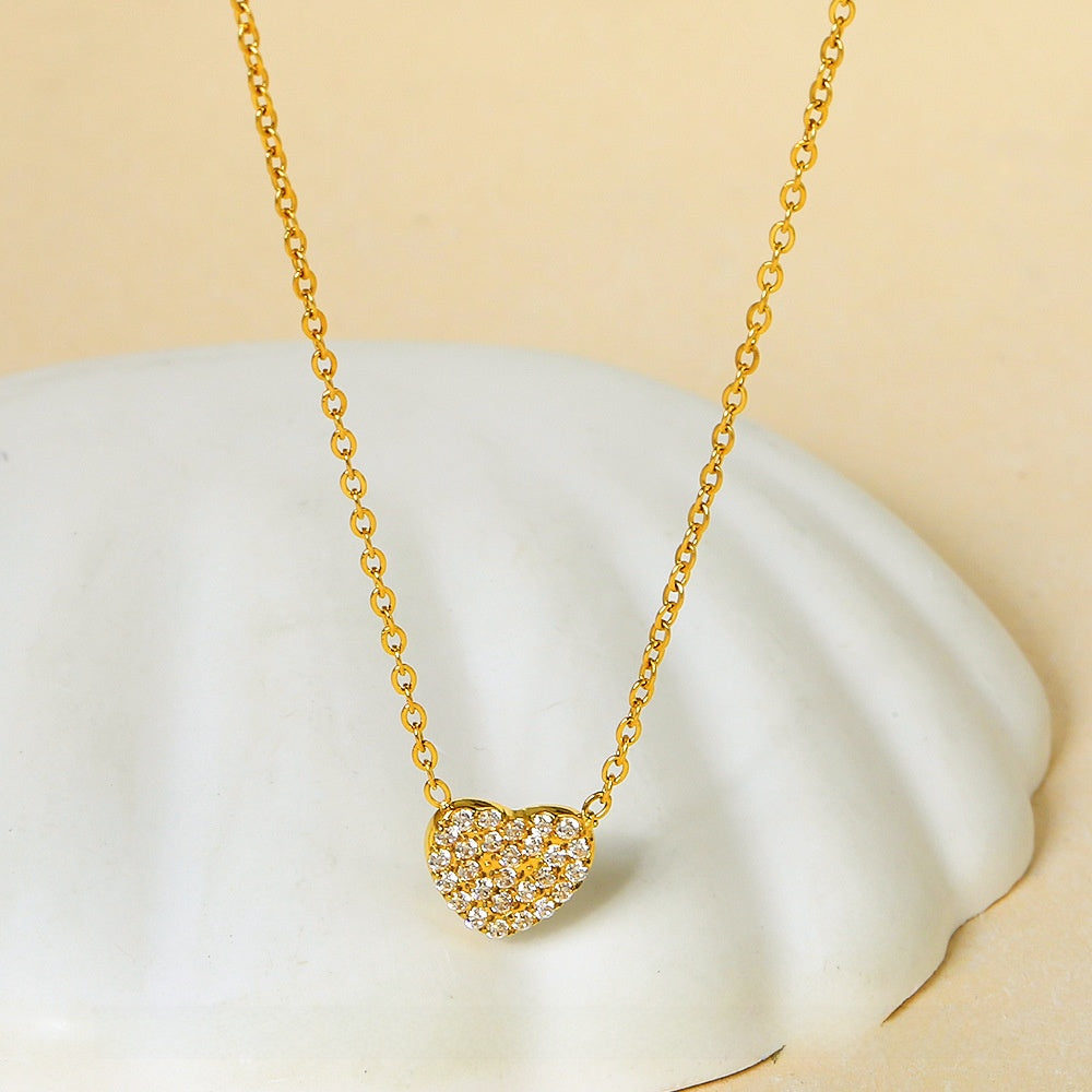 Heart Zircon Steel Necklace