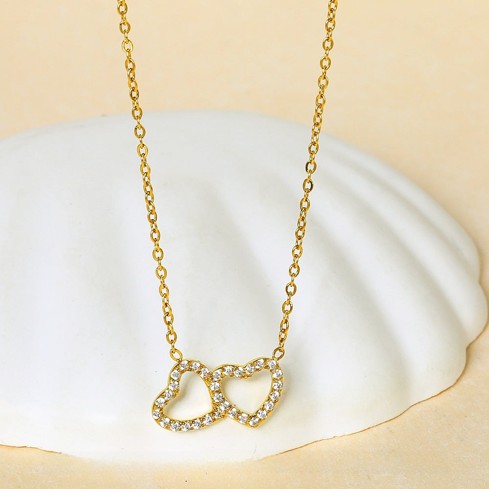 Heart Zircon Steel Necklace