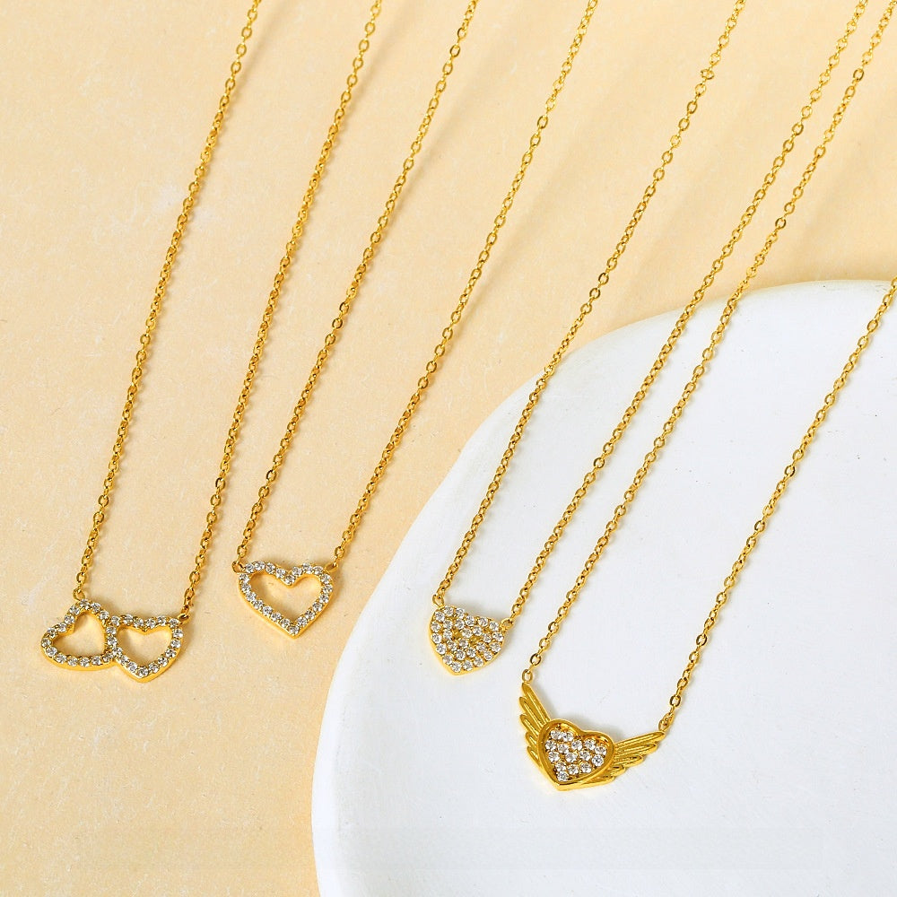Heart Zircon Steel Necklace
