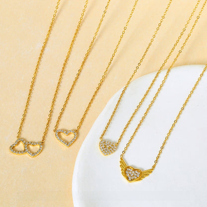 Heart Zircon Steel Necklace