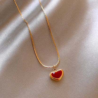 Heart Zircon Steel Necklace