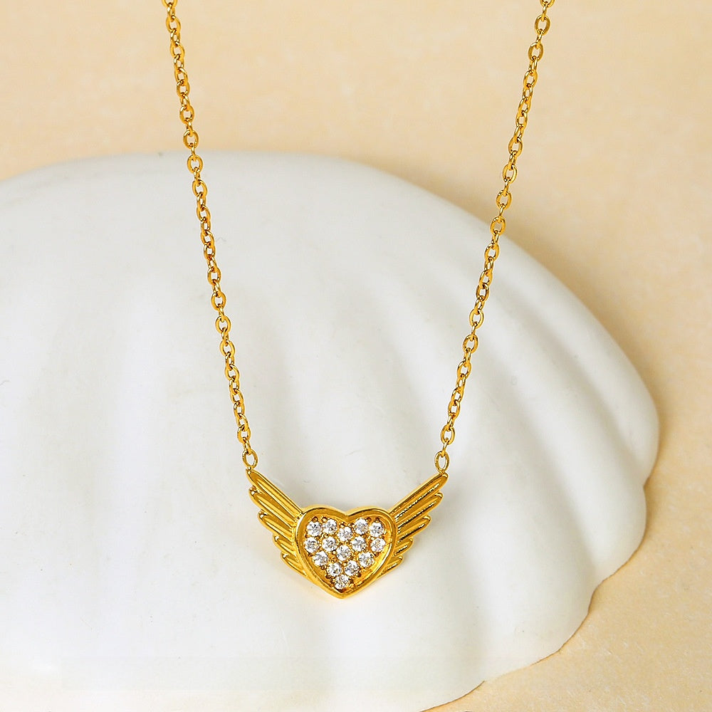 Heart Zircon Steel Necklace