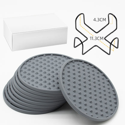 Heat-Resistant Silicone Coaster Round Anti-Slip Drink Pad
