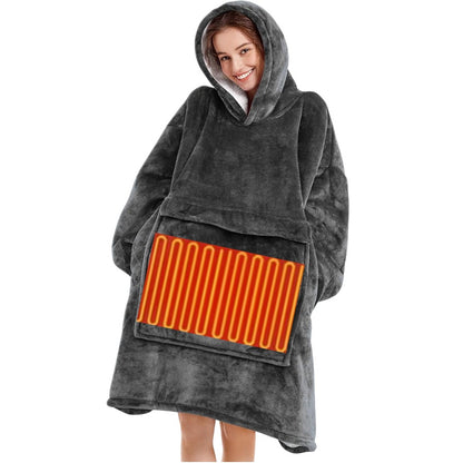 Heated hooded lazy blanket