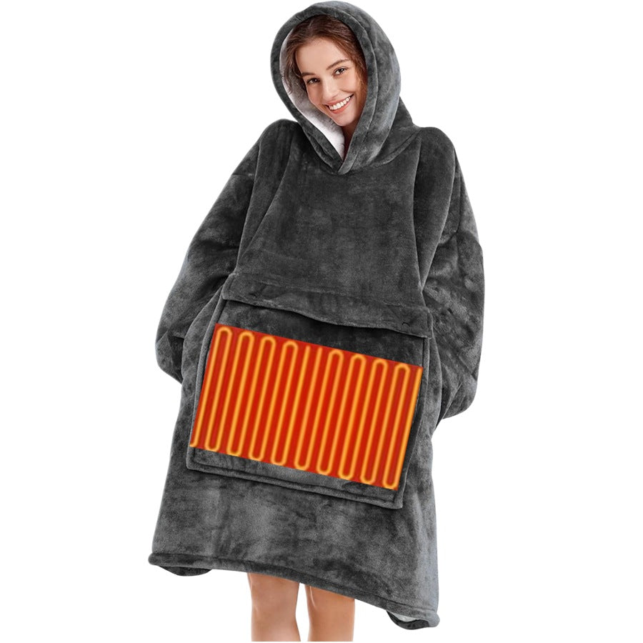 Heated hooded lazy blanket