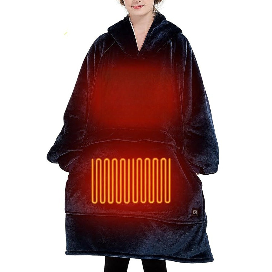 Heated hooded lazy blanket