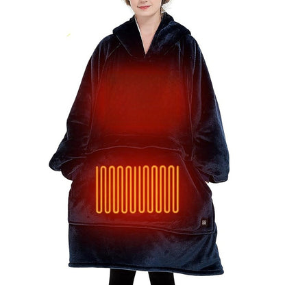 Heated hooded lazy blanket