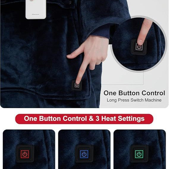 Heated hooded lazy blanket