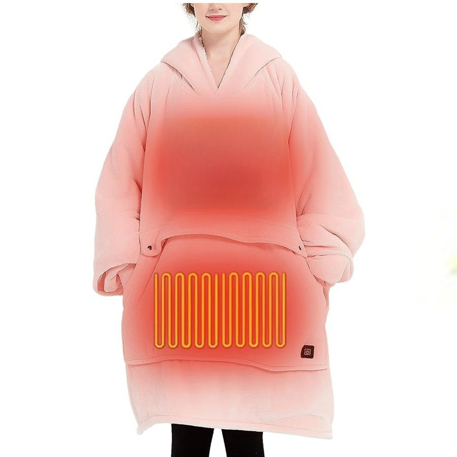 Heated hooded lazy blanket
