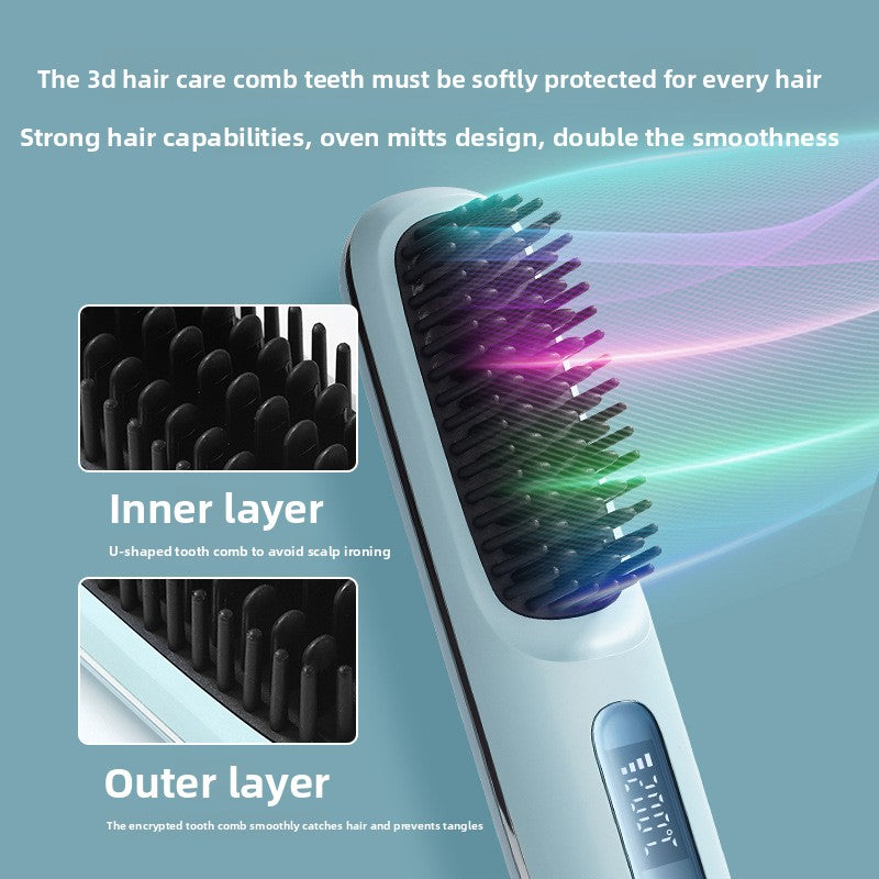 Heating Electric Comb Hair Straightener Portable