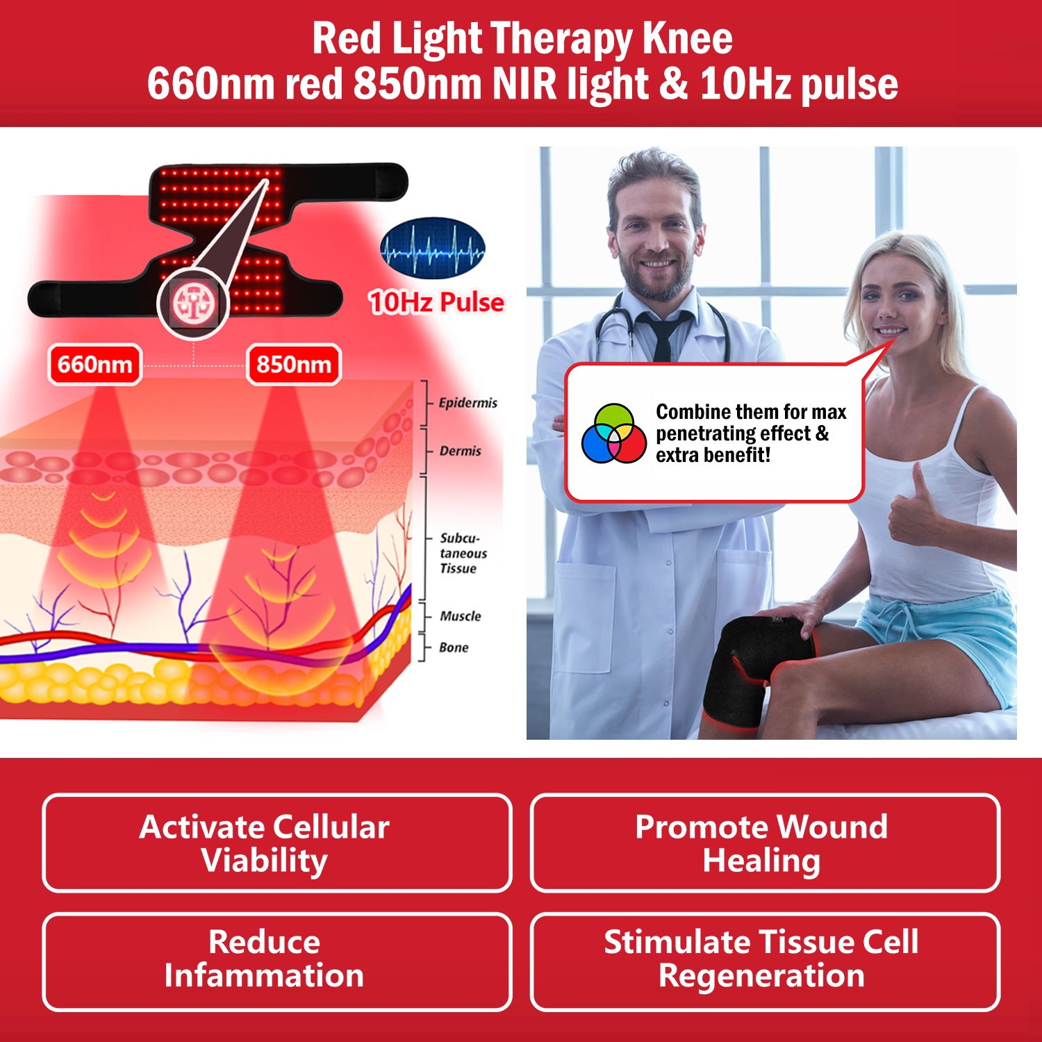 Heating Red Light Therapy Knee Massager