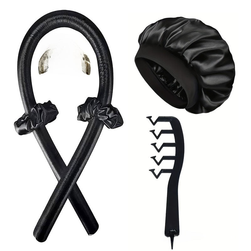Heatless Curling Rod Hair Styling Set with Shower Cap