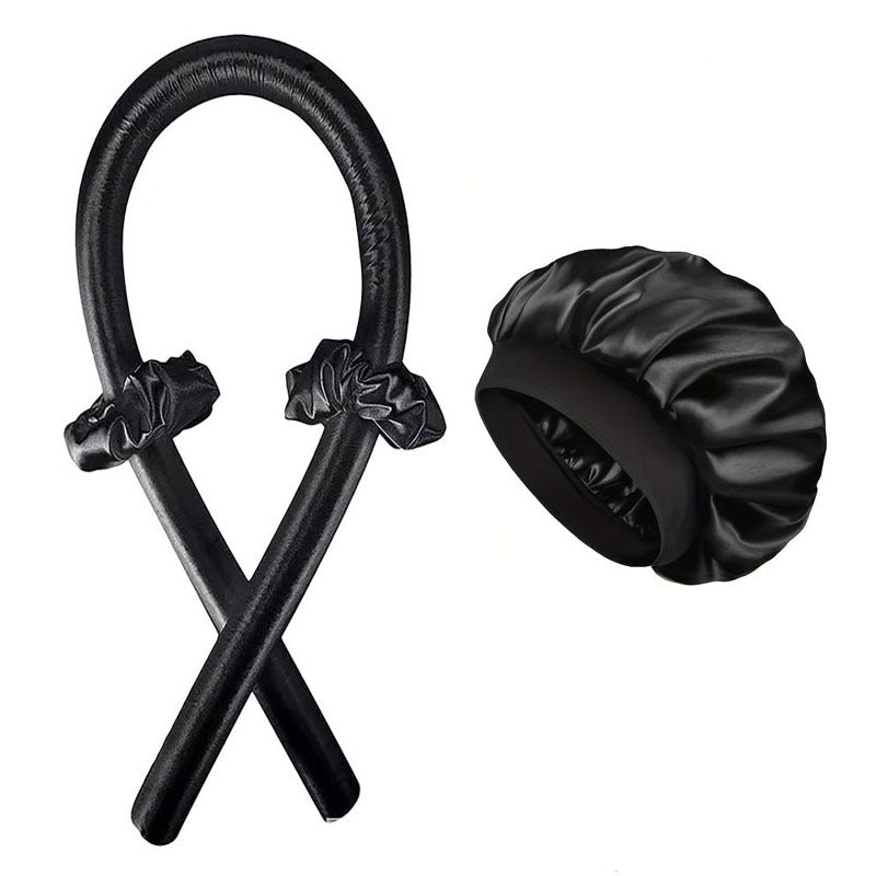 Heatless Curling Rod Hair Styling Set with Shower Cap
