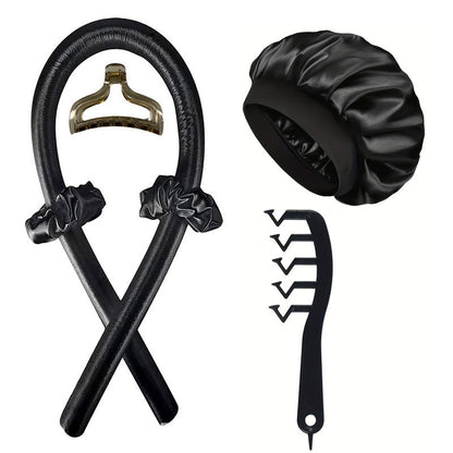 Heatless Curling Rod Hair Styling Set with Shower Cap