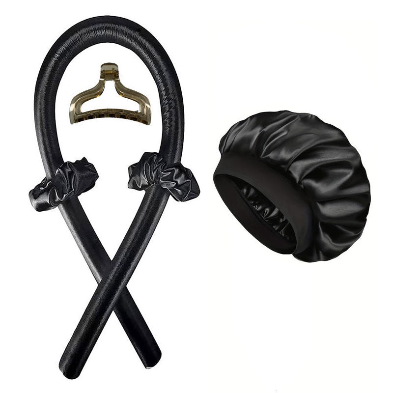 Heatless Curling Rod Hair Styling Set with Shower Cap