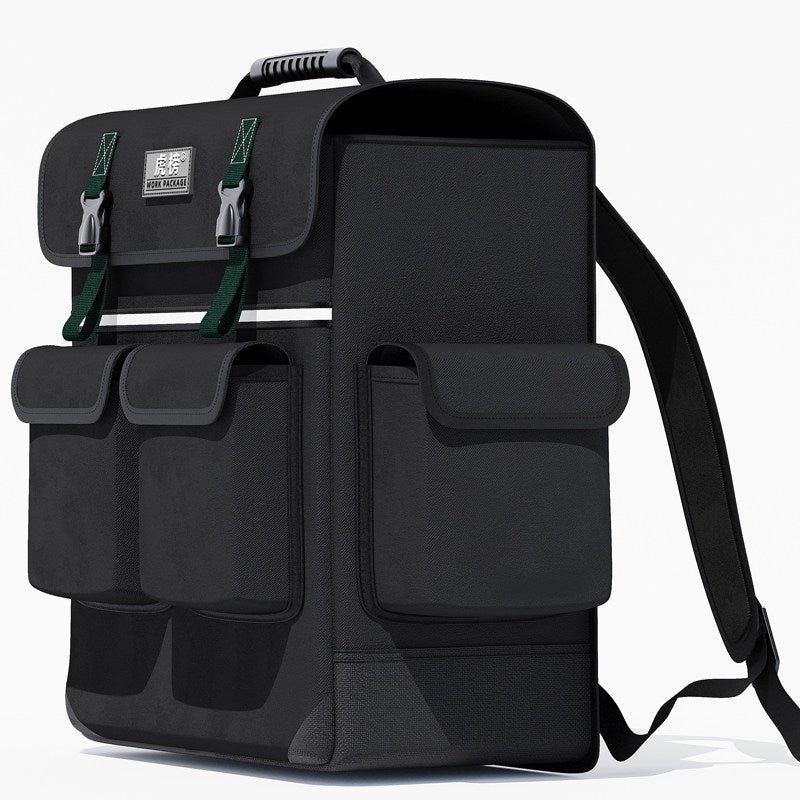 Heavy-Duty Canvas Tool Backpack with Multiple Pockets