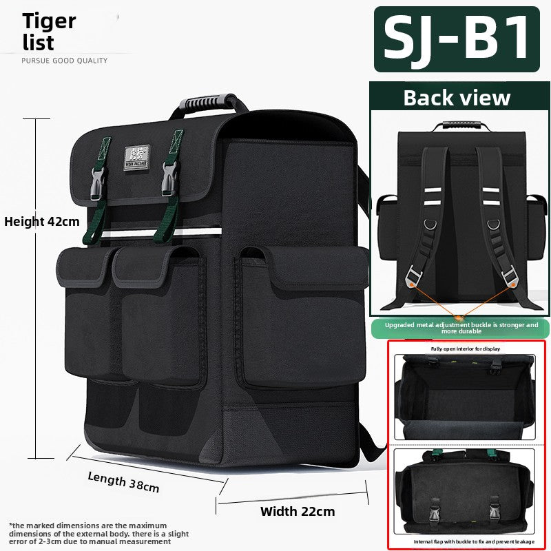 Heavy-Duty Canvas Tool Backpack with Multiple Pockets