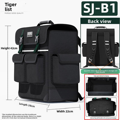 Heavy-Duty Canvas Tool Backpack with Multiple Pockets
