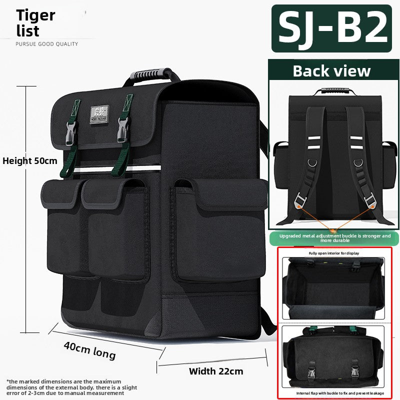 Heavy-Duty Canvas Tool Backpack with Multiple Pockets