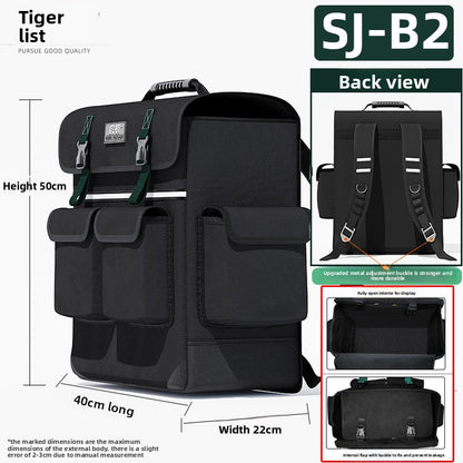 Heavy-Duty Canvas Tool Backpack with Multiple Pockets