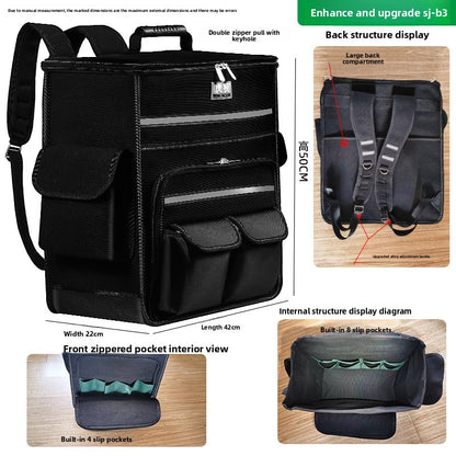 Heavy-Duty Canvas Tool Backpack with Multiple Pockets