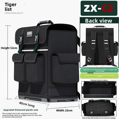 Heavy-Duty Canvas Tool Backpack with Multiple Pockets