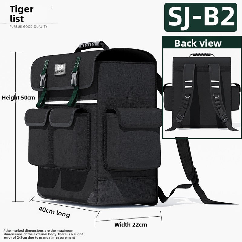 Heavy-Duty Canvas Tool Backpack with Multiple Pockets