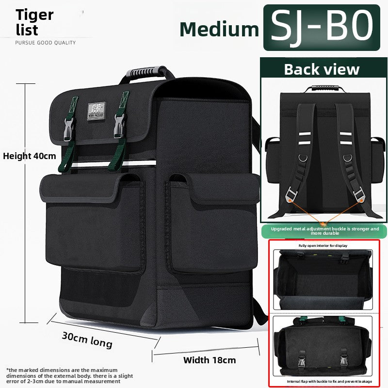Heavy-Duty Canvas Tool Backpack with Multiple Pockets